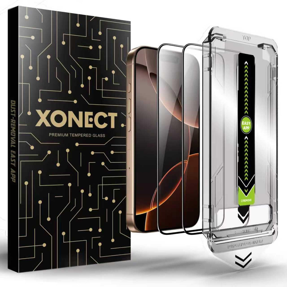 XONECT Screen Protector for iPhone 16 Pro Compatible - 9H Tempered Glass, HD Clear, 2-Pack