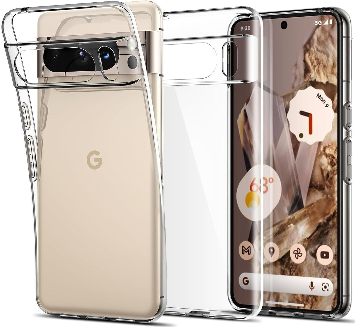 AWH Clear Case for Google Pixel 8 Pro - Ultra Slim Thin Design - Flexible Scratch-Resistant Transparent TPU - Shockproof Gel Rubber Soft Silicone Protective Phone Case Cover (Clear)