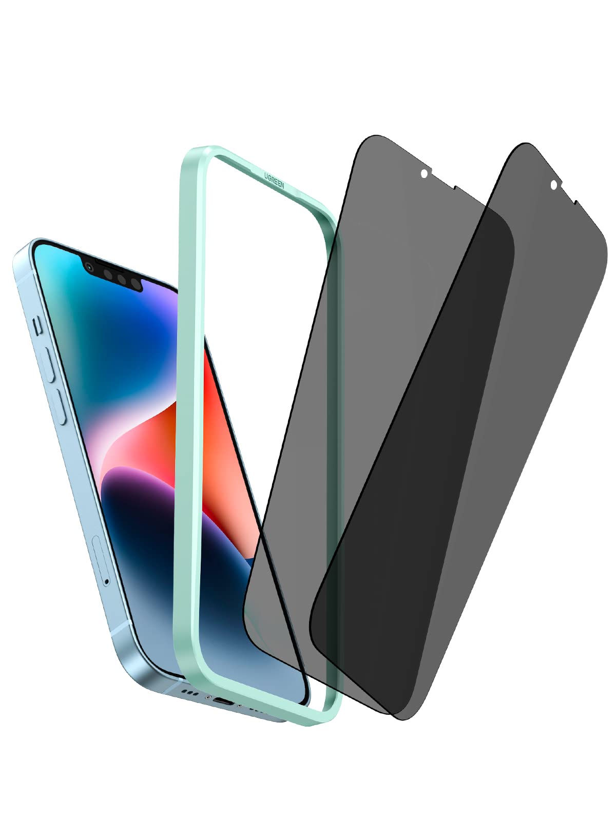 UGREEN 2 Pack iPhone 14 Plus/13 Pro Max Privacy Screen Protector 6.7 Inch with Alignment Frame Easy Installation, Bubble Free, Tempered Glass HD Clear, Anti-Scratch, Anti-Spy Flim, Anti-Fingerprint