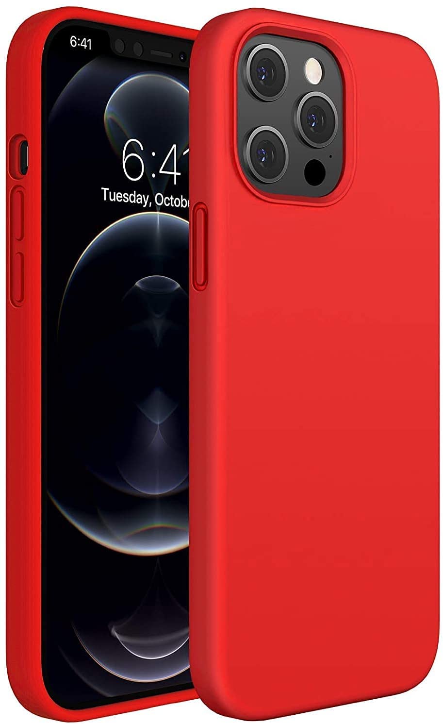 AWH Soft Liquid Silicone Case Compatible with iPhone 13 Pro, Shock-Proof, Protective Case for iPhone 13 Pro, Matte Finish Cover designed for iPhone 13 Pro (Red)