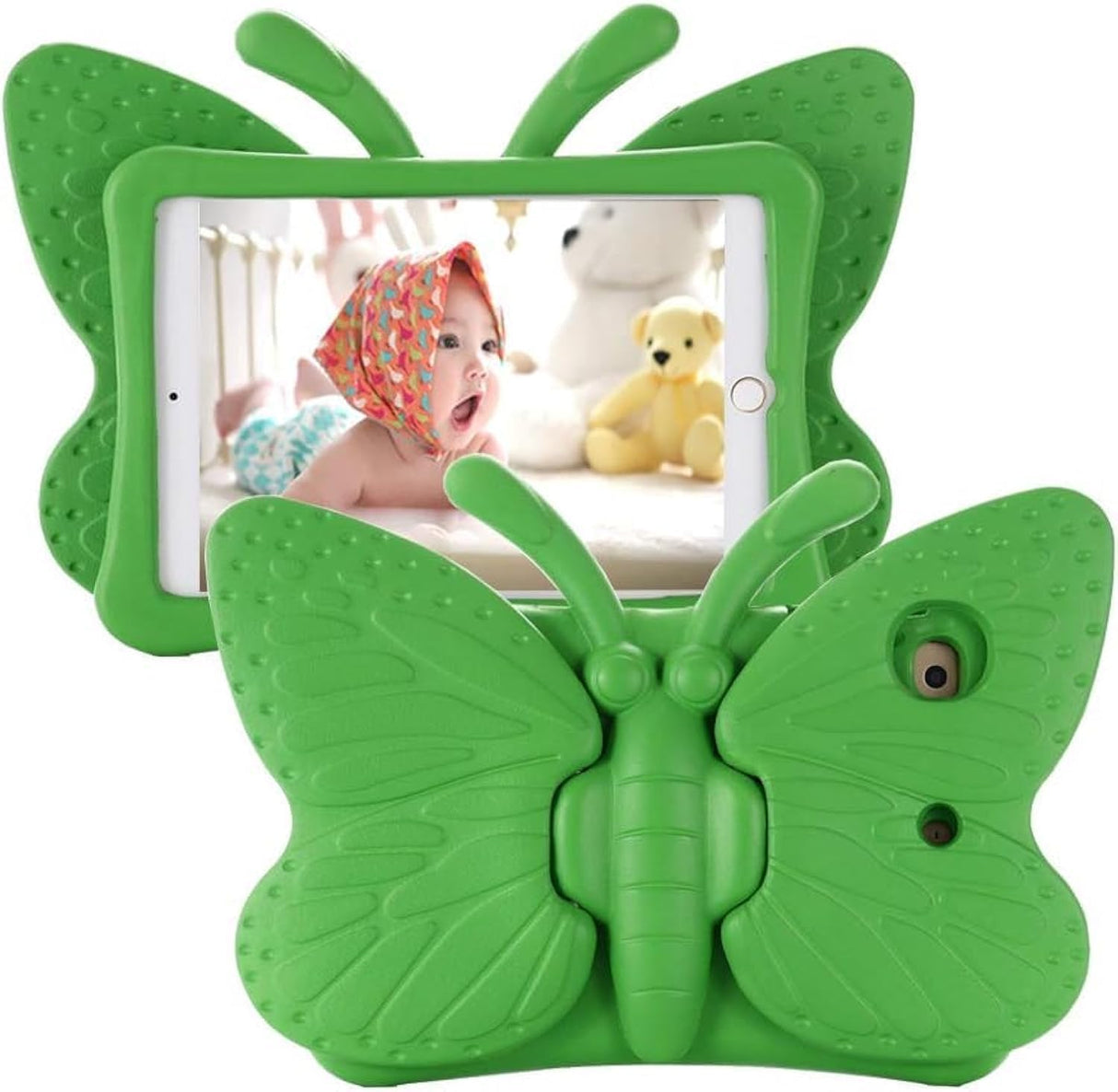 AWH iPad Mini Case for Kids - Light Weight Cute Butterfly Design Shockproof Drop-Proof Soft EVA Foam Protective Tablet Case Cover for Apple iPad Mini 1/2/3/4 (Green)