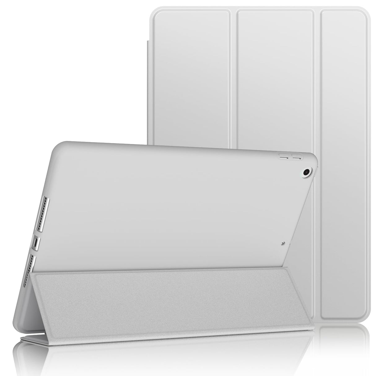 حافظة VANCLE PU لجهاز iPad 9/8/7 (10.2 بوصة، موديل 2021/2020/2019، الجيل التاسع/الثامن/السابع)، حافظة حماية ذكية رفيعة مع ظهر صلب لجهاز iPad 9/8/7 مقاس 10.2 بوصة (رمادي)