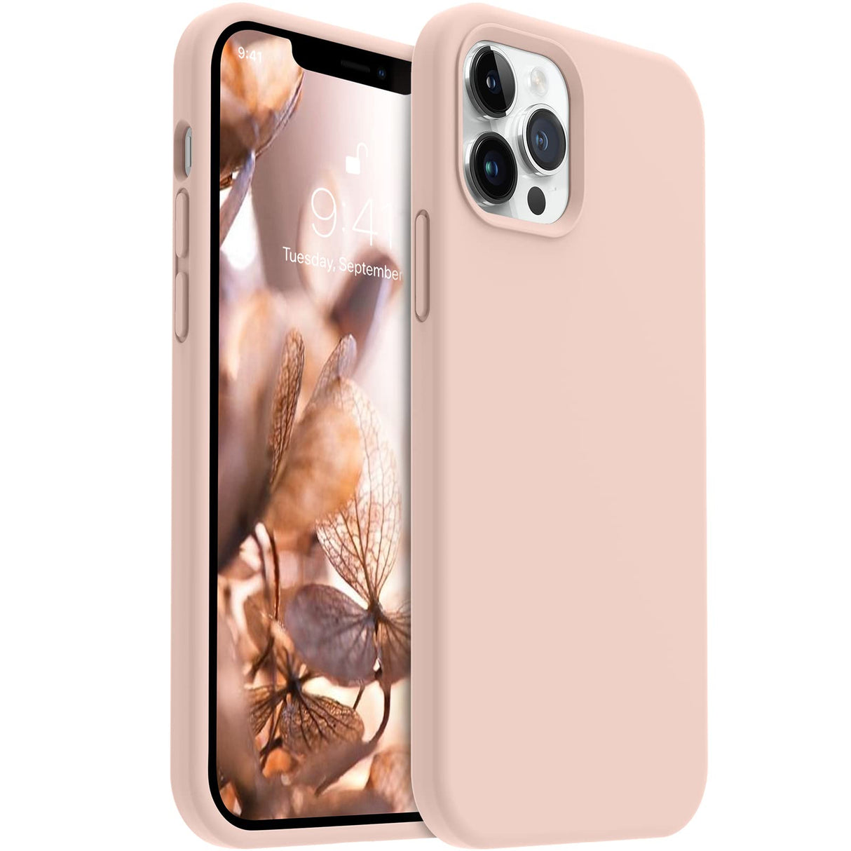AOTESIER Shockproof Designed for iPhone 12 Pro Max Case,Liquid Silicone Phone Case with [Soft Anti-Scratch Microfiber Lining] Full-Body Drop Protection 6.7 inch Slim Thin Cover, Pink