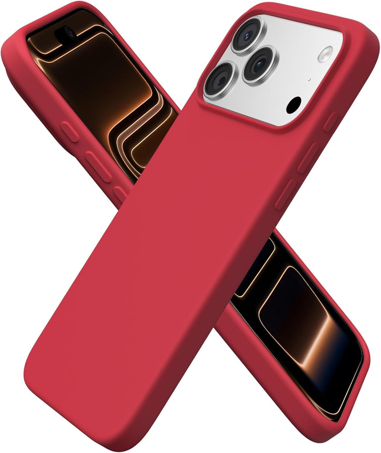 Zubitech Case for IPhone 17 Pro Soft Liquid Silicone Gel Case Full Body Shockproof Protection Matte Finish Cover Soft Microfiber Lining Cushion Slim Back Case for iPhone 17 Pro (Red)