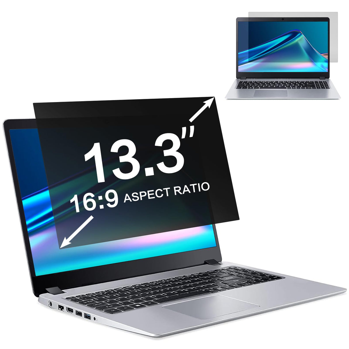 فلتر شاشة الخصوصية لأجهزة الكمبيوتر المحمول ZOEGAA مقاس 13.3 بوصة، متوافق مع أجهزة HP Dell Acer Asus Samsung Lenovo Thinkpad، لشاشة عريضة قابلة للإزالة بنسبة 16:9 وشاشة خصوصية للكمبيوتر المحمول مقاس 13.3 بوصة وواقي مضاد للتوهج