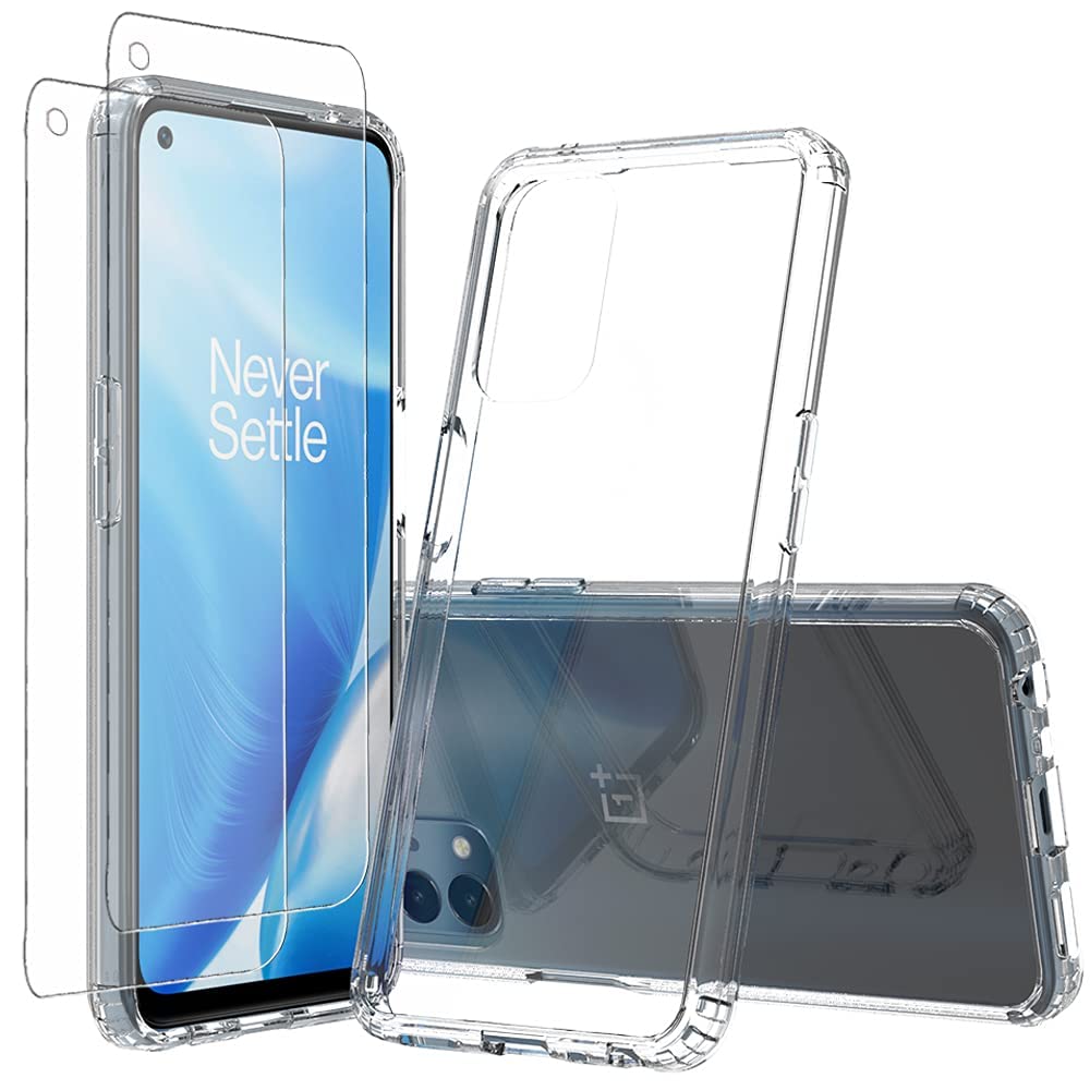 AWH Compatible for Oneplus Nord N200 Case with Screen Protector, Crystal Clear TPU Premium Bumper Phone Cover for Oneplus Nord N200 5G (Clear).