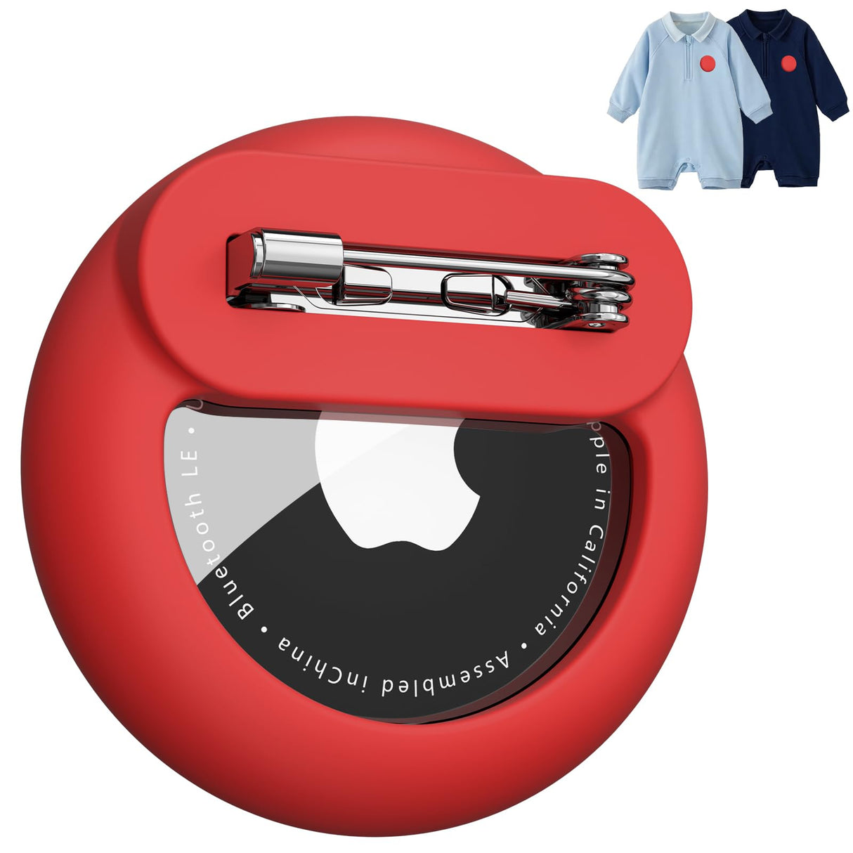 حامل علامة هوائية للأطفال، غطاء سيليكون مخفي مع دبابيس أمان، مضاد للضياع، للأطفال وكبار السن والملابس والأمتعة (أحمر)