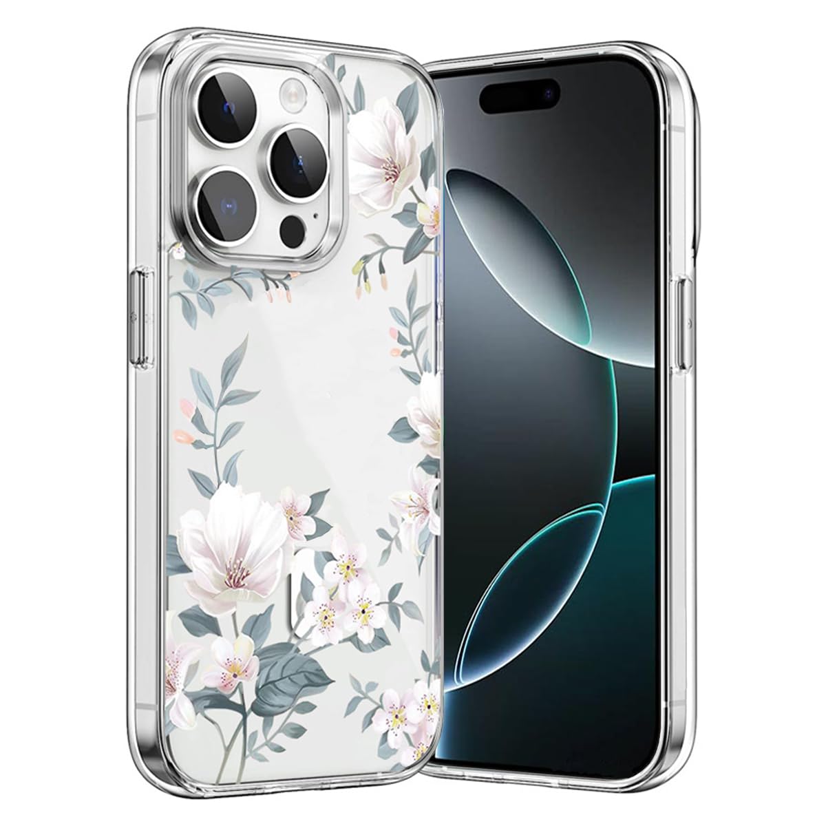 جراب BECAQ الشفاف لهاتف iPhone 11 Pro، جراب هاتف TPU بتصميم زهور للنساء، جراب هاتف واقٍ لهاتف iPhone 11 Pro (أبيض، iPhone 11 Pro)