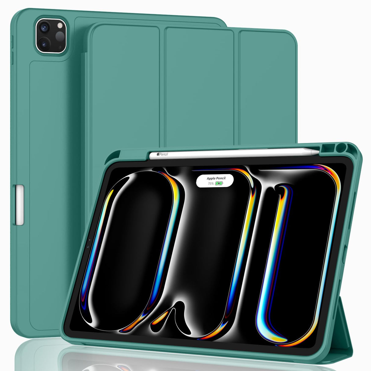 ZryXal New iPad Pro 13 Inch Case M4 (2024 Model, 7th Generation) with Pencil Holder, Smart iPad Case [Support Pencil Pro and Pencil (USB-C)], Support Touch ID and Auto Wake/Sleep (Forest Green)