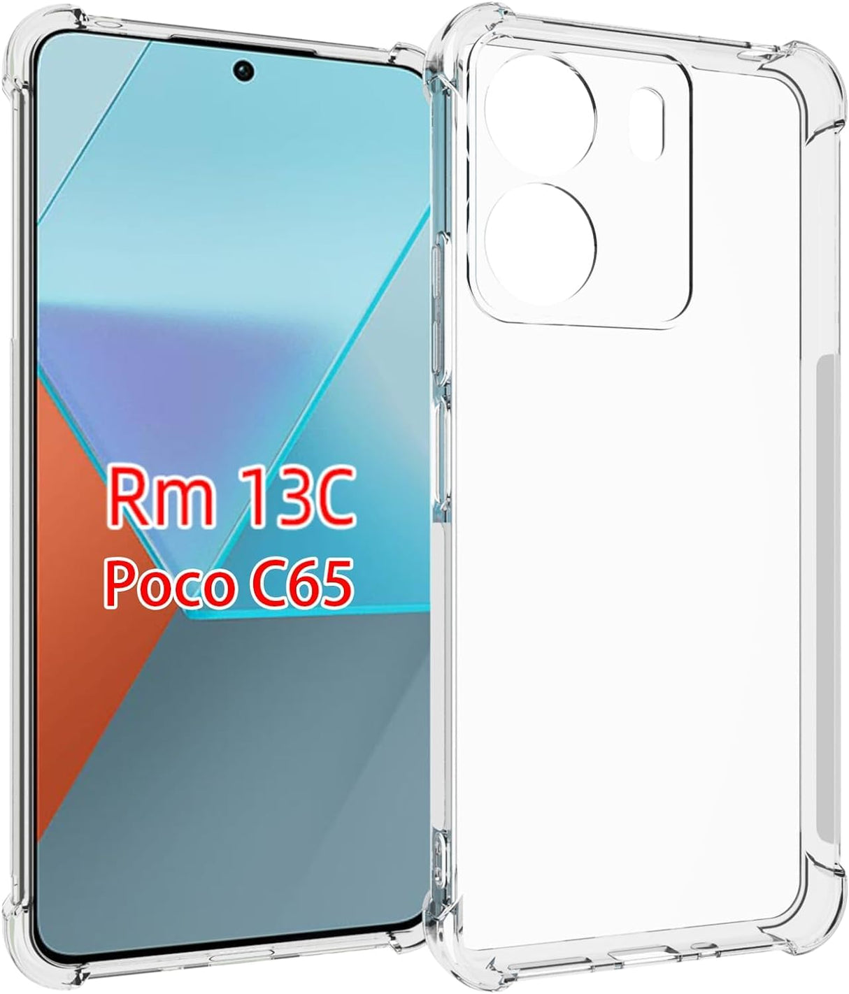 جراب AWH الشفاف الفاخر المصنوع من مادة TPU لهاتف Xiaomi Redmi 13C / Poco C65 - غطاء واقٍ بأربع زوايا بتصميم ناعم شفاف - جراب هاتف نحيف وخفيف الوزن ومقاوم للصدمات لتعزيز المتانة والأناقة