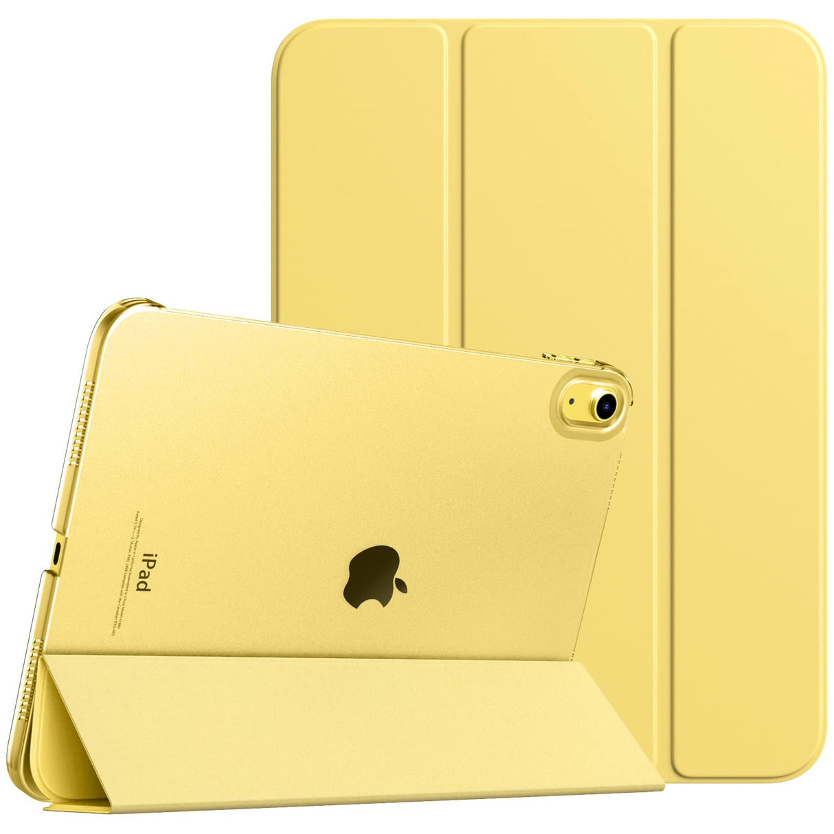 TiMOVO Case for iPad 10th Generation 2022, Slim Stand Cover for iPad 10.9 inch, Auto Wake/Sleep Smart Folio with Hard PC Translucent Back Shell Fit iPad 10 Protective Case, Light Yellow