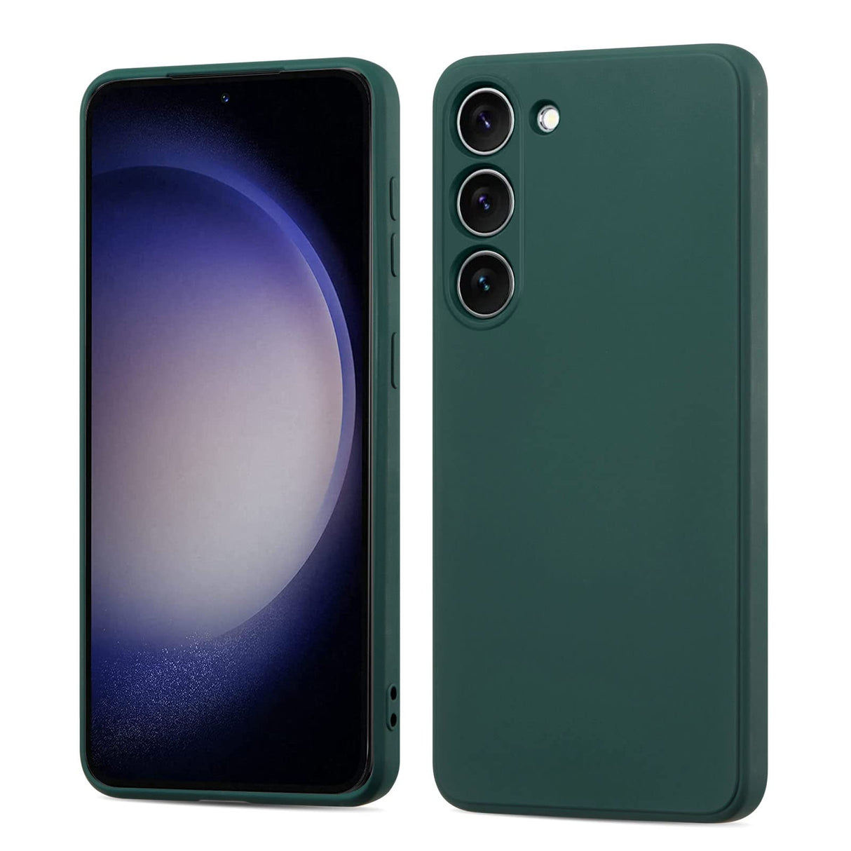 جراب UEEBAI لهاتف Samsung Galaxy S23 5G، جراب سيليكون سائل رفيع مقاوم للصدمات لحماية الجسم بالكامل مع غطاء مطاطي ناعم فائق النحافة من الألياف الدقيقة المضادة للخدش - أخضر غامق