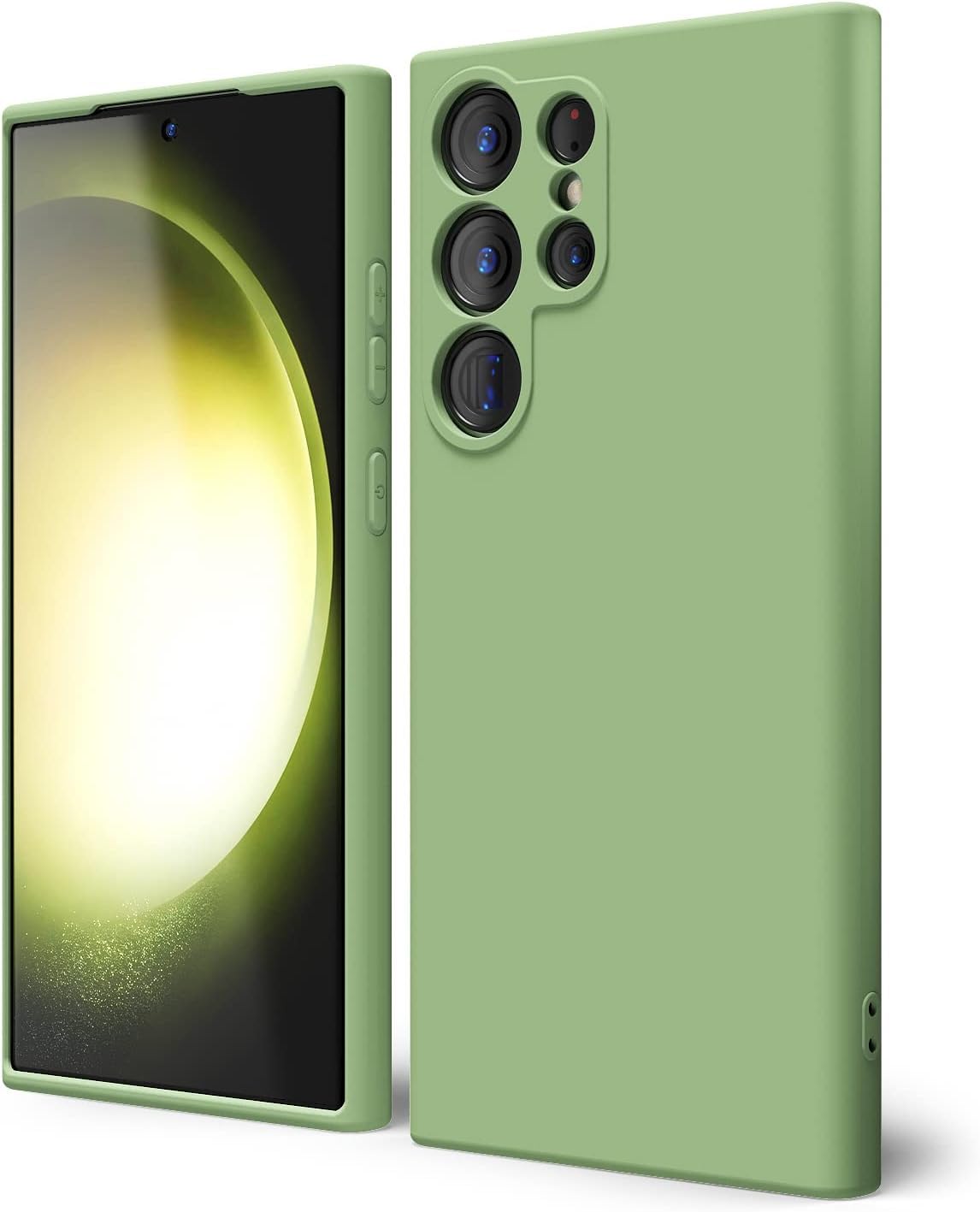 جراب هاتف AWH S23 Ultra مصنوع من السيليكون السائل - غطاء جل ناعم من مادة TPU المطاطية الرقيقة بتصميم جمالي، متين غير لامع ومضاد للصدمات (أخضر)