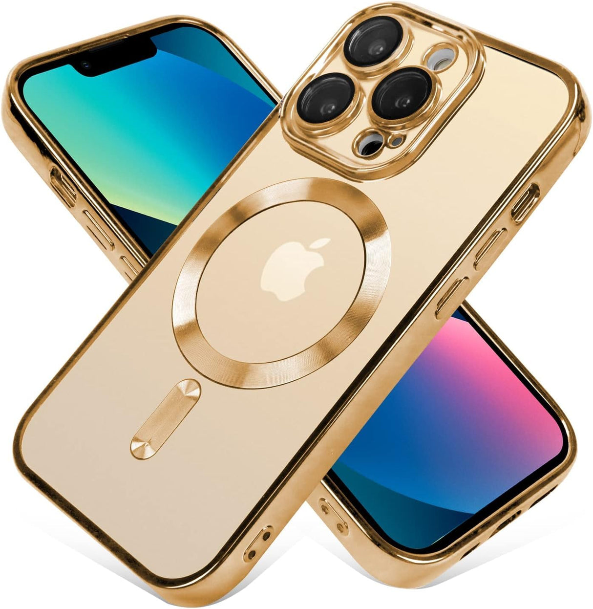 Zubitech iPhone 12 Pro Magnetic Case for Case [Compatible with MagSafe] Camera Lens Protector Plating Luxury Cover for Women Men Clear Soft Shockproof Protective Case (iPhone 12 Pro, Gold)