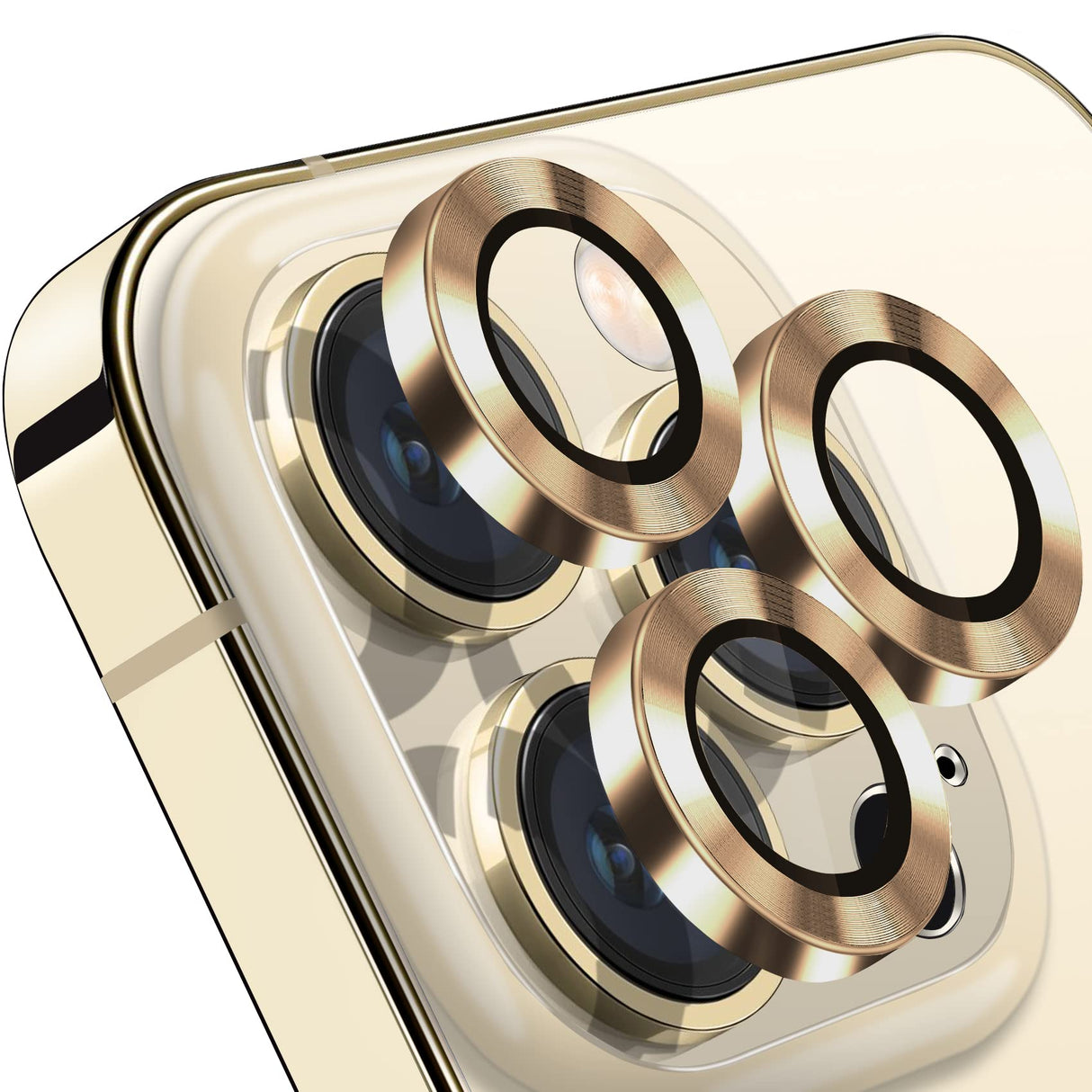 واقي عدسة كاميرا AWH Hsefo متوافق مع iPhone 14 Pro / 14 Pro Max، غطاء عدسة مضاد للخدش 9H زجاج مقوى معدني واقي شاشة كاميرا مقاوم للصدمات - حلقة كاميرا - 3 قطع ذهبية