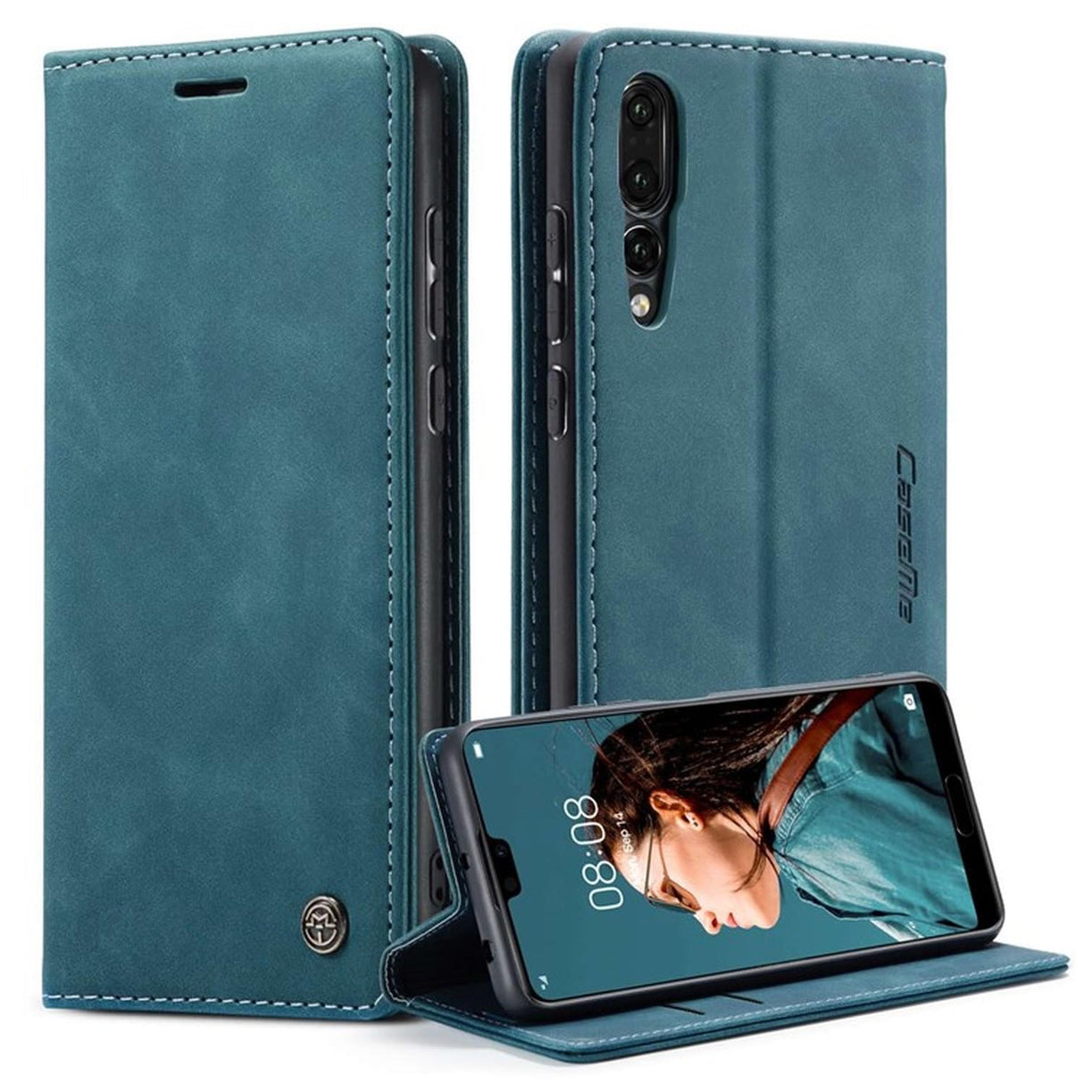 UniqCase لهاتف Huawei P20 Pro غطاء هاتف مضاد للخدش ومحفظة جلدية PU مغناطيسية ذاتية الامتصاص وقابلة للطي - أزرق