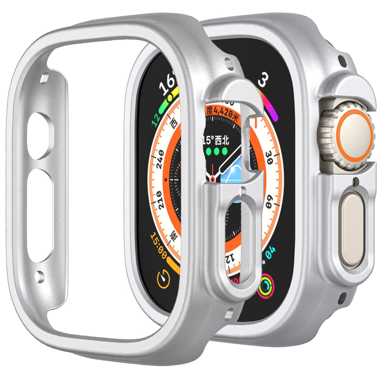 Yrzper Compatible with Apple Watch Ultra 49mm Hard PC Case Cover Resistant Impact Shockproof Protective All-Around Edge Protective PC Hard Bumper Cover Face for Apple Watch Ultra 49mm (Silver)