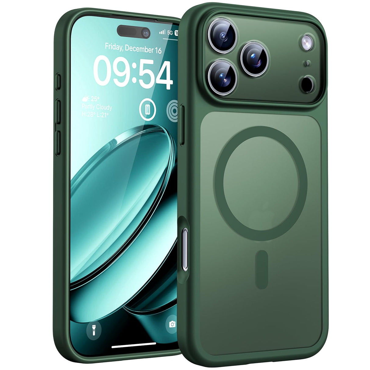 جراب TOCOL لجهاز Apple iPad Pro مقاس 6.3 بوصة، حلقة مغناطيسية مدمجة، حماية مُحسّنة للكاميرا، متوافق مع Magsafe، مقاوم للصدمات بدرجة عسكرية، جراب شفاف غير لامع غير قابل للانزلاق، أخضر جبال الألب