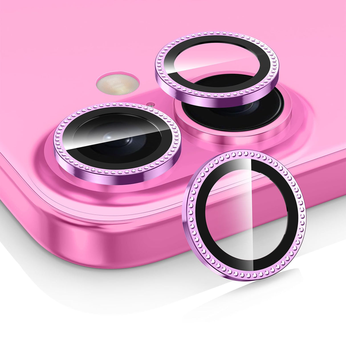 واقي عدسة كاميرا Avocase لهاتف iPhone 16/iPhone 16 Plus، غطاء عدسة من الزجاج المقوى بحلقة معدنية فردية، [امتصاص قوي] غطاء عدسة شفاف عالي الدقة رفيع مقاوم للخدش، مجموعة واحدة - أرجواني