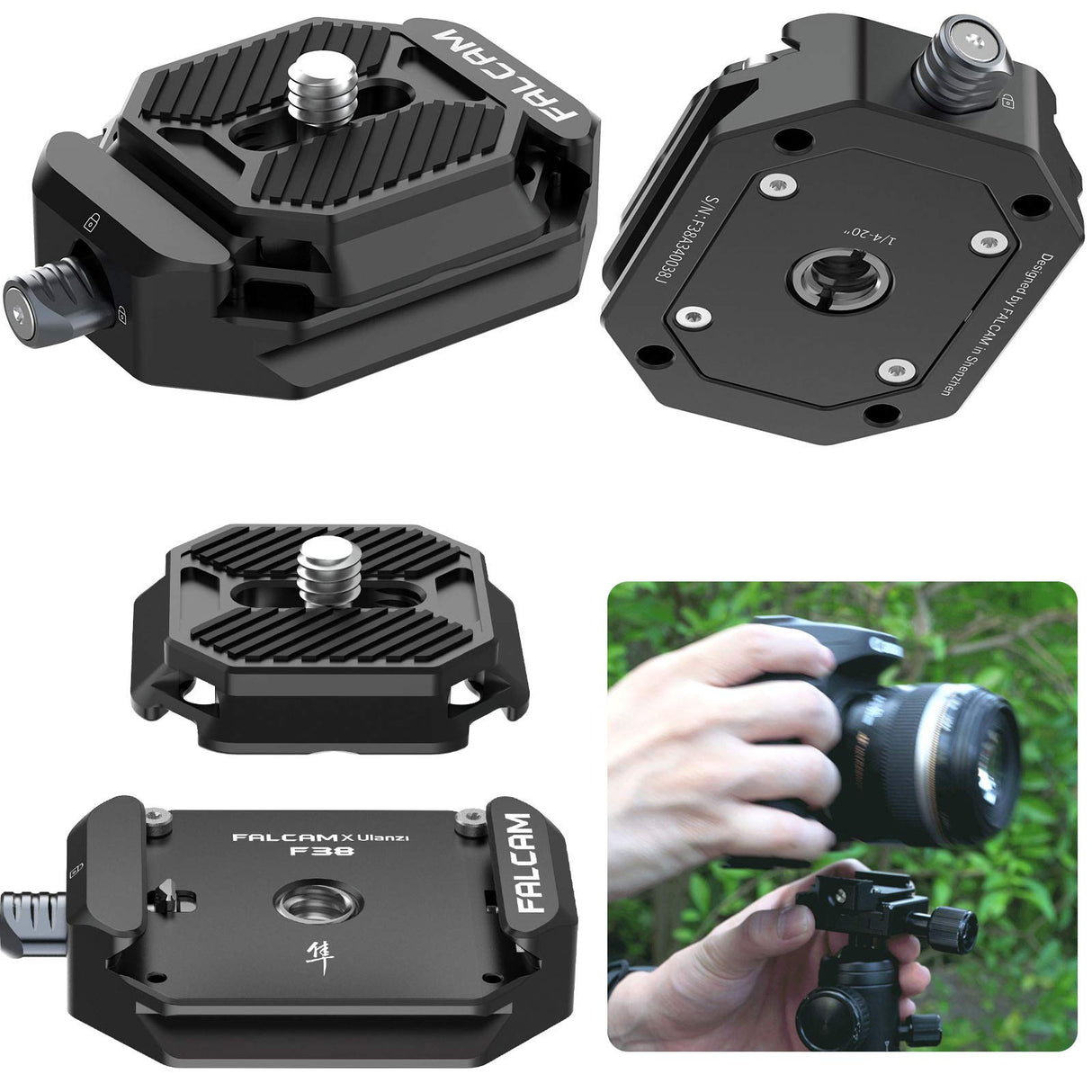 ULANZI F38 Camera Quick Release Plate w 1/4" to 3/8" Screw Thread, Quick Release System QR Plate Camera Tripod Mount Adapter for Sony Canon Monopod DSLR Stabilizer Slider DJI Switch Between Stablizer