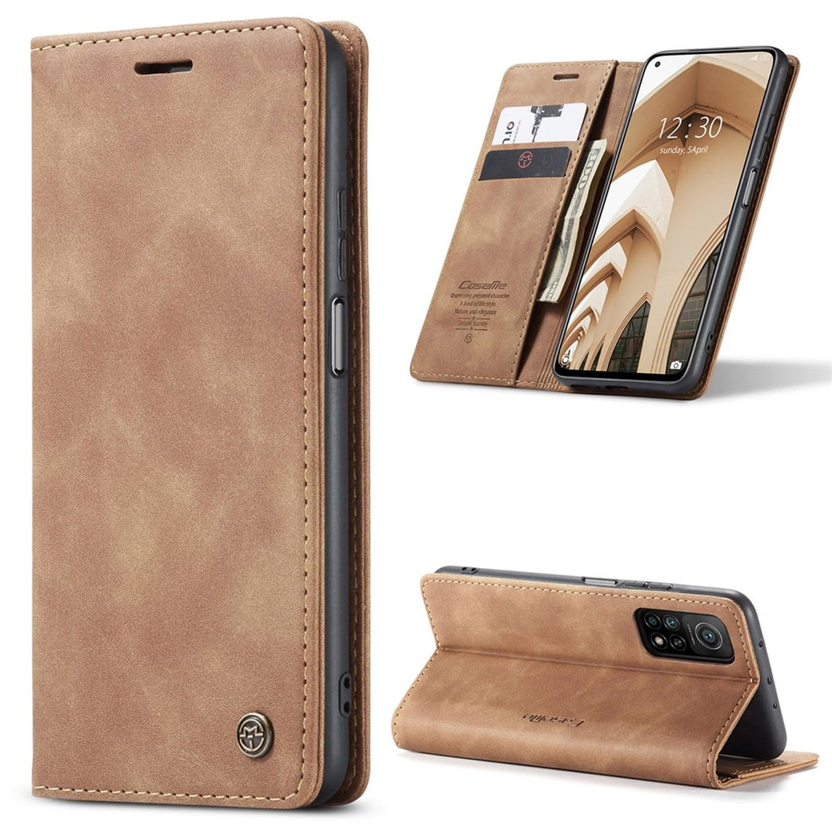 UniqCase Auto-absorbed Leather Stand Wallet Cover Case For Xiaomi Mi 10T 5G / Mi 10T Pro 5G - Brown