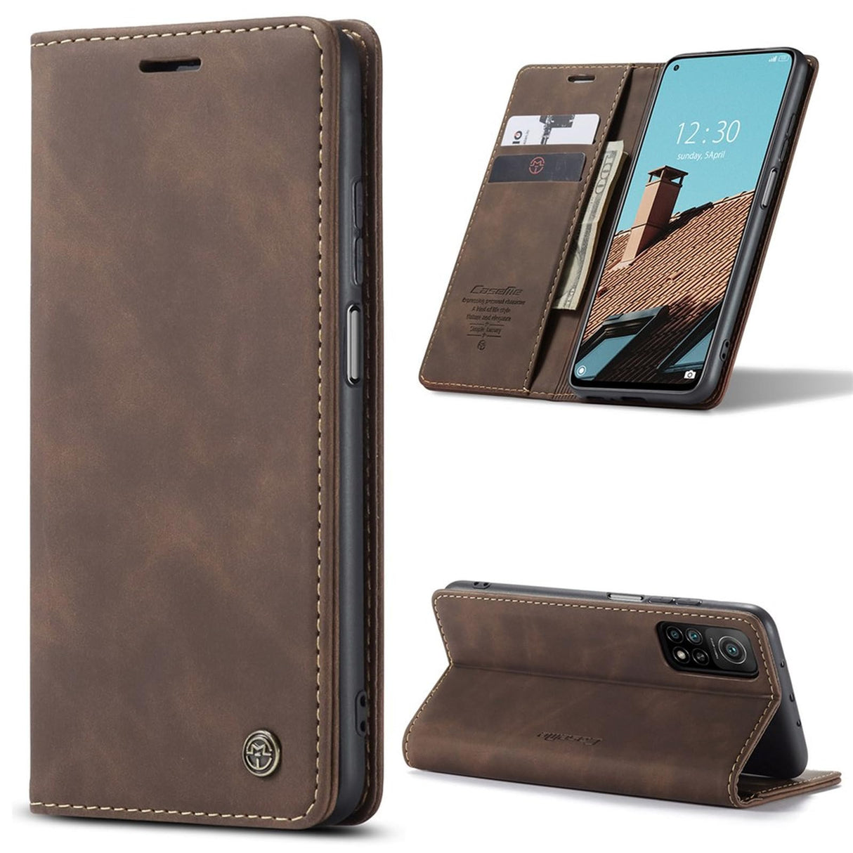 UniqCase Auto-absorbed Leather Stand Wallet Cover Case For Xiaomi Mi 10T 5G / Mi 10T Pro 5G - Coffee