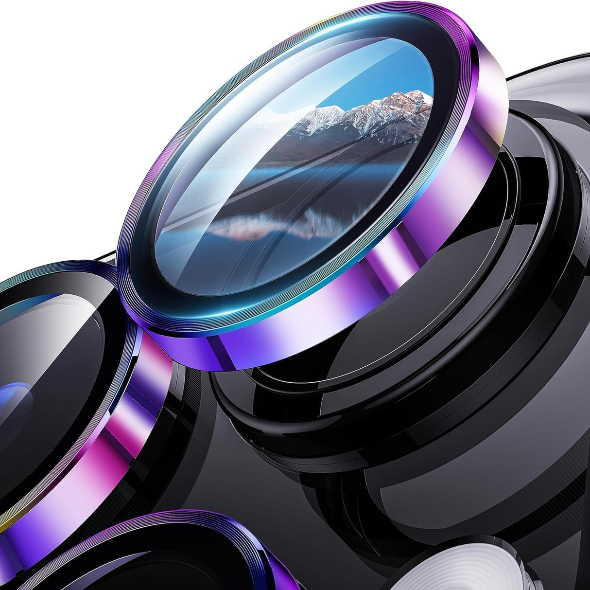 واقي عدسة كاميرا AWH لهاتف iPhone 15 Pro/15 Pro Max - [عبوة من 6 قطع + قطعتين] واقي شاشة زجاجي فائق الدقة صديق للحافظة، حماية من السقوط بدرجة عسكرية (تيتانيوم ملون)