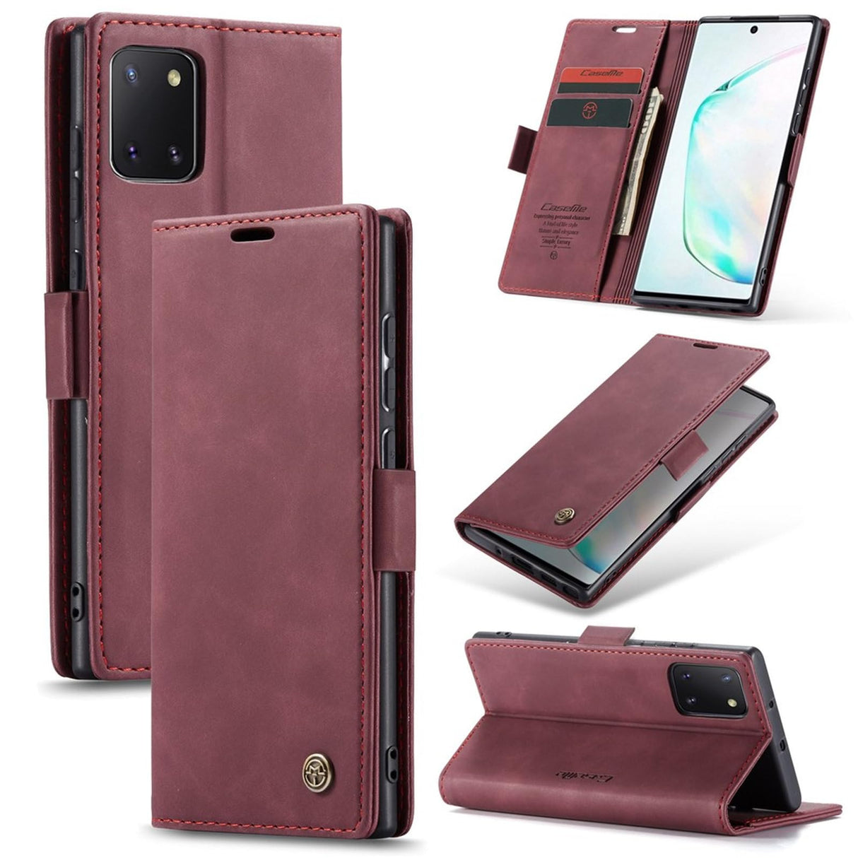 UniqCase Auto-absorbed Leather Flip Cover For Samsung Galaxy A81/Note 10 Lite - Red