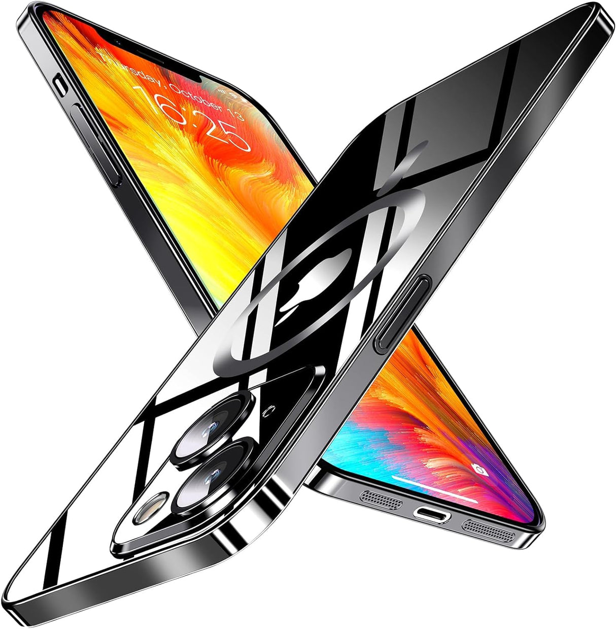 جراب AWH المغناطيسي النحيف المصمم لهاتف iPhone 15 Pro Max - جلد رقيق غير لامع بظهر صلب، مضاد لبصمات الأصابع، غطاء واقٍ للغاية مع حماية للكاميرا 6.7 بوصة (أسود)