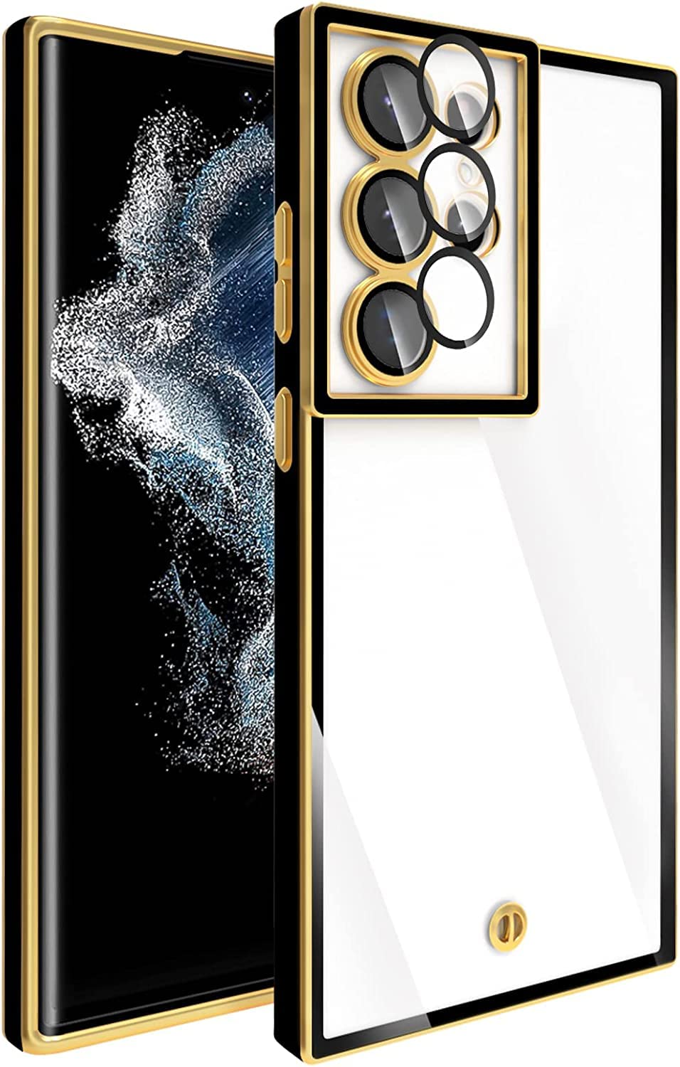 AWH Samsung Galaxy S23 Ultra Case Clear with Camera Protector [Not Yellowing] Luxury Electroplated Soft TPU Phone Cover [Support Wireless Charging] Samsung Galaxy S23 Ultra Protective Case (Black)