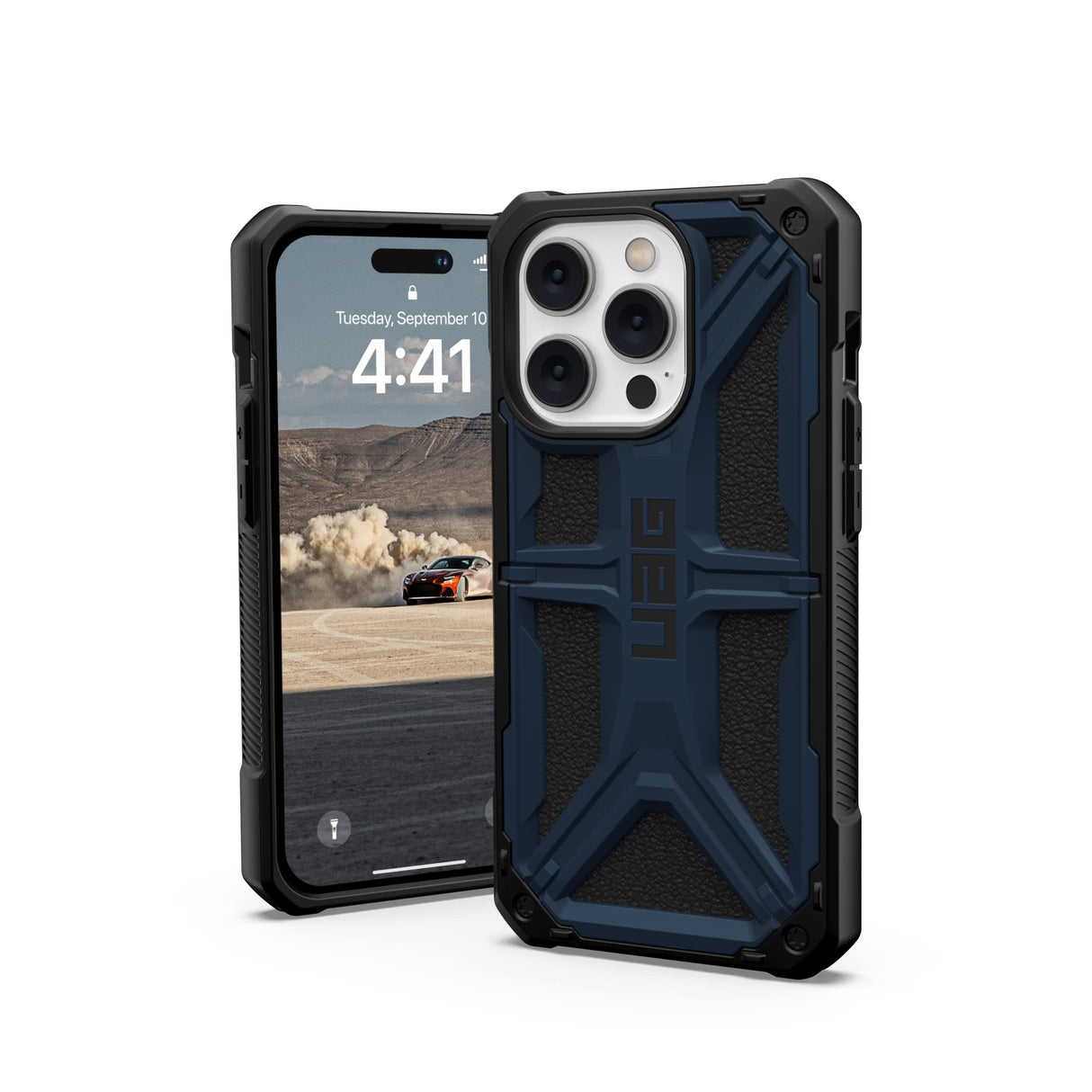جراب Urban Armor Gear UAG مصمم لهاتف iPhone 14 Pro، أزرق Mallard 6.1 بوصة، غطاء حماية ممتاز متين من Monarch، خفيف الوزن، نحيف، مقاوم للصدمات والسقوط، متوافق مع الشحن اللاسلكي