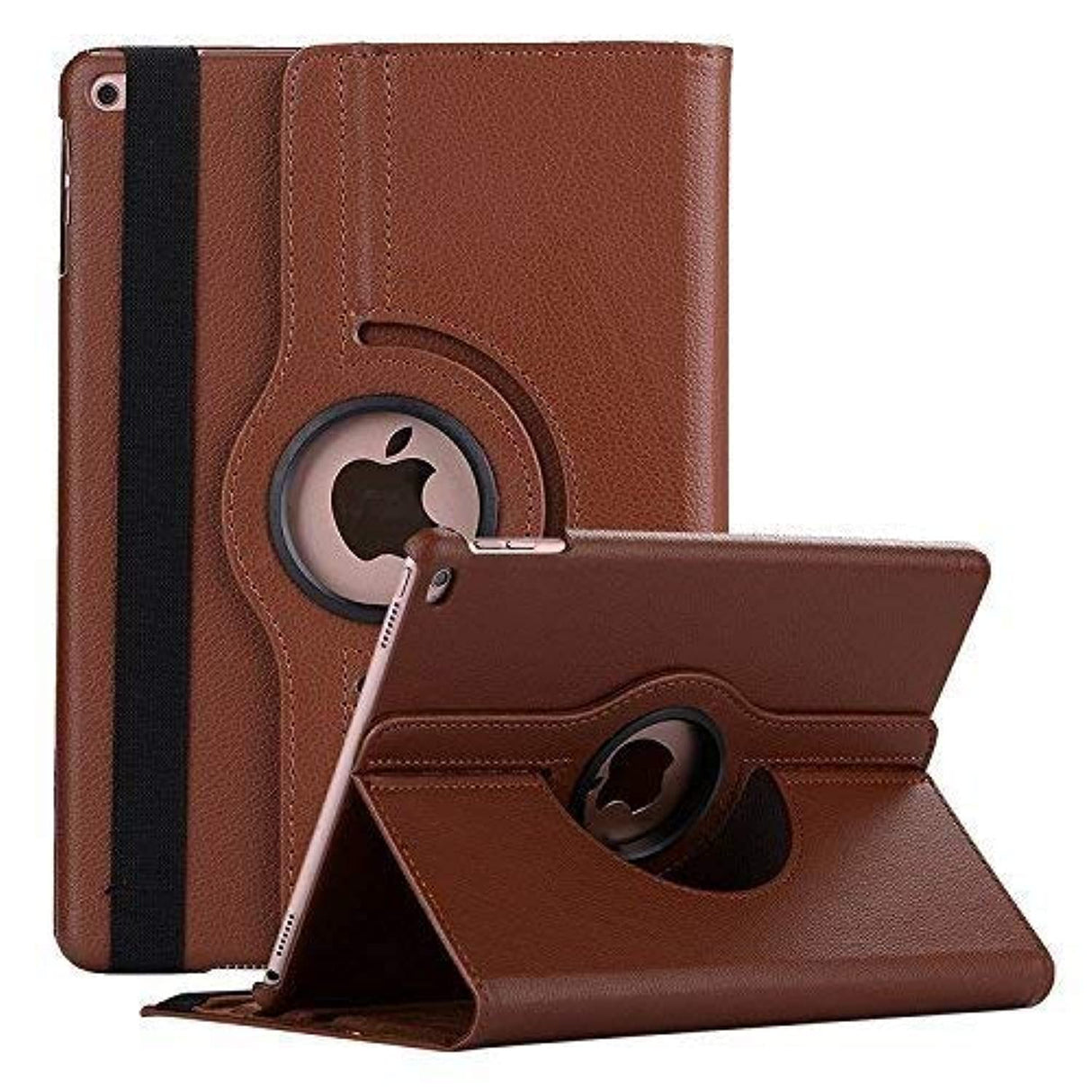 AWH Smart Cover Case for iPad 9.7”, 360 Degree Rotating Stand Cover for Apple iPad 2017-2018, Synthetic Leather Flip Cover Case for iPad 5th/6th Generation, Slim Lightweight Stand Cover, Brown.