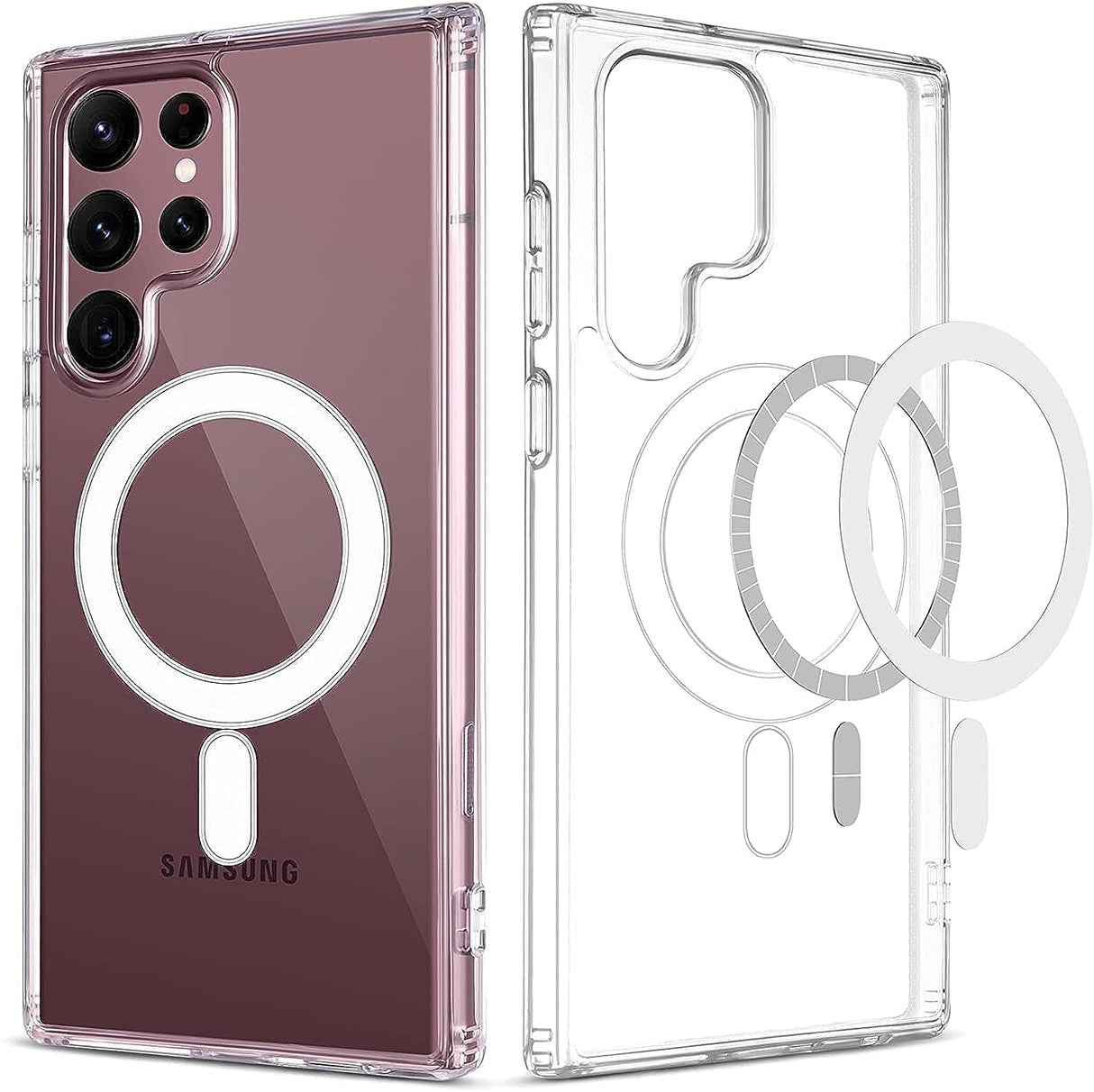 AWH Compatible for Samsung Galaxy S23 Ultra Case Slim Thin Magnetic Case Shock Absorption Anti-Scratch Hard Back Crystal Case Cell Phone Cover Compatible with Samsung Galaxy S23 Ultra Case