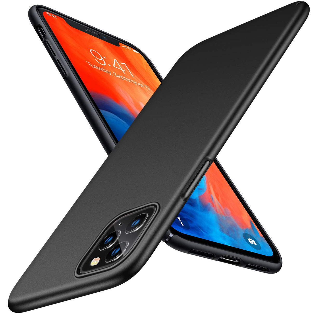 TORRAS Ultra Thin iPhone 11 Pro Case with [2*Tempered Glass Screen Protector], Fully Protective Hard Plastic Matte Phone Cover Case for iPhone 11 Pro - Space Black