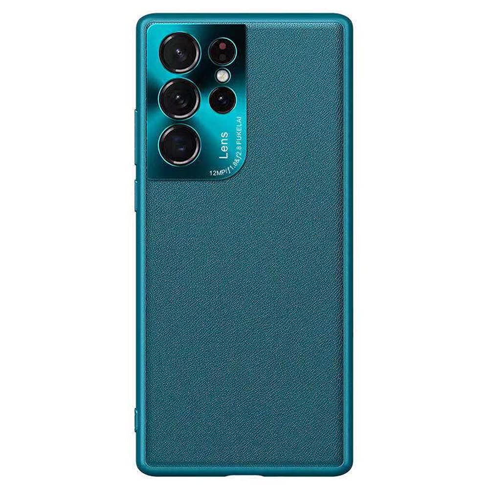 XLHLKP Case for Samsung Galaxy S21 Ultra Case, Samsung S21 Ultra Case 5G,Leather Quality with Full Metal Lens Back Design Back Slim Case for Samsung S21 Ultra in 6.8 inch (Green Leather)