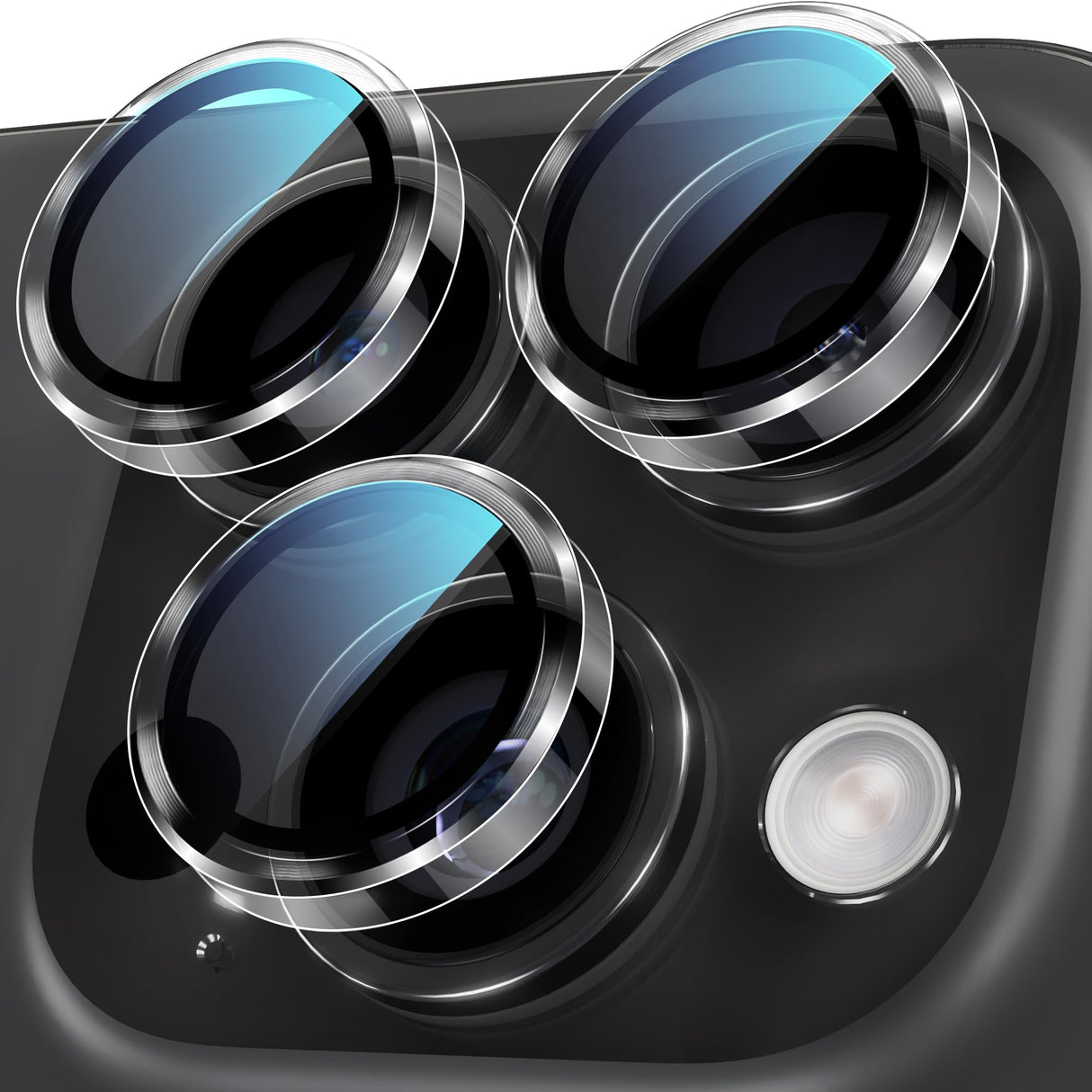 واقي عدسة الكاميرا YWXTW لهاتف iPhone 16 Pro/iPhone 16 Pro Max، [صينية تركيب بخطوة واحدة] واقي شاشة من الزجاج المقوى، غطاء كاميرا فردي معدني، ملحقات صديقة للجراب (شفاف)