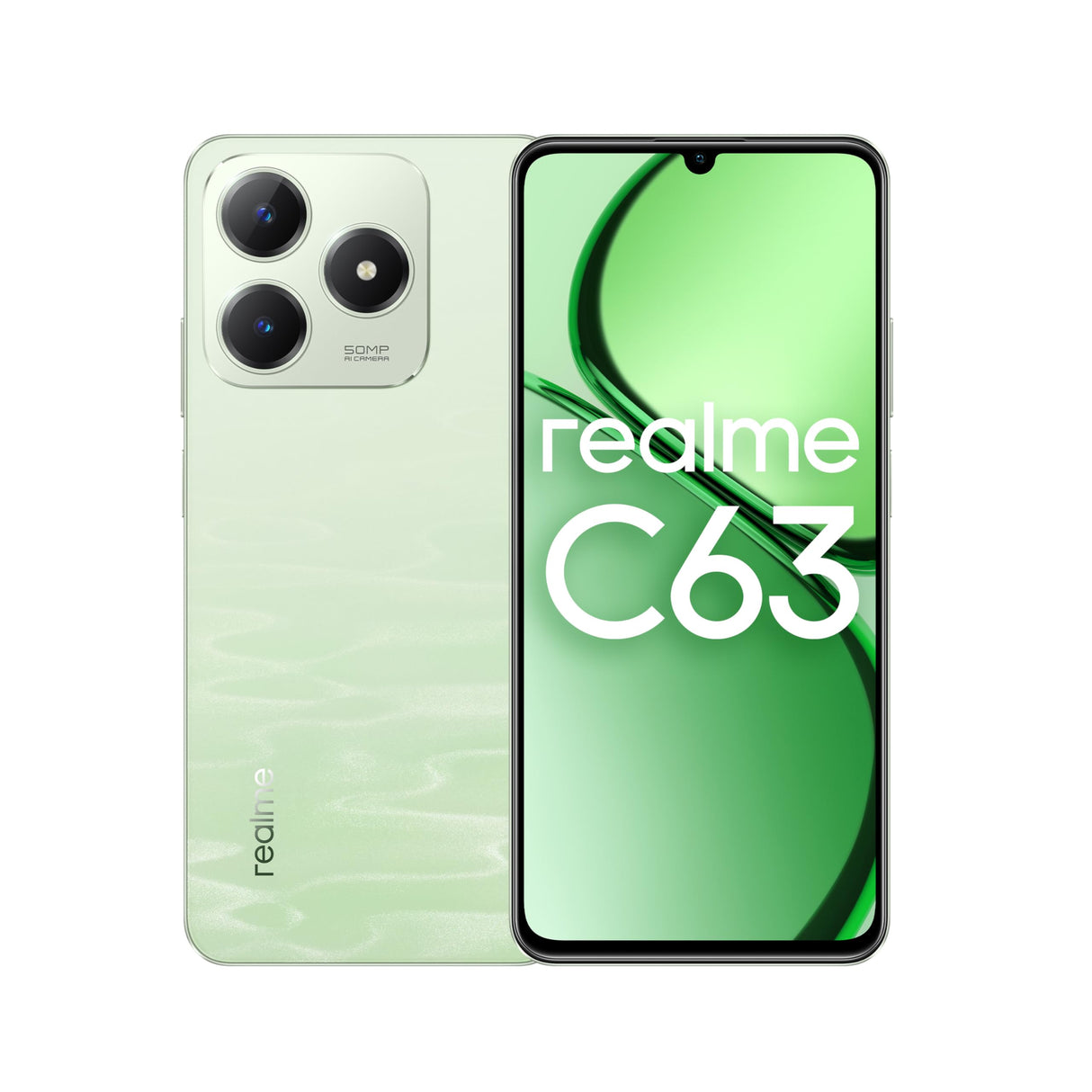 Realme C63 4G (Jade Green 8GB RAM,256GB ROM)|Premium Vegan Leather|Ultra Slim|90Hz Eye Comfort Display|IP54 Water Resistance|Air Gestures|5000mAh Battery|12 Months Warranty - Middle East Version