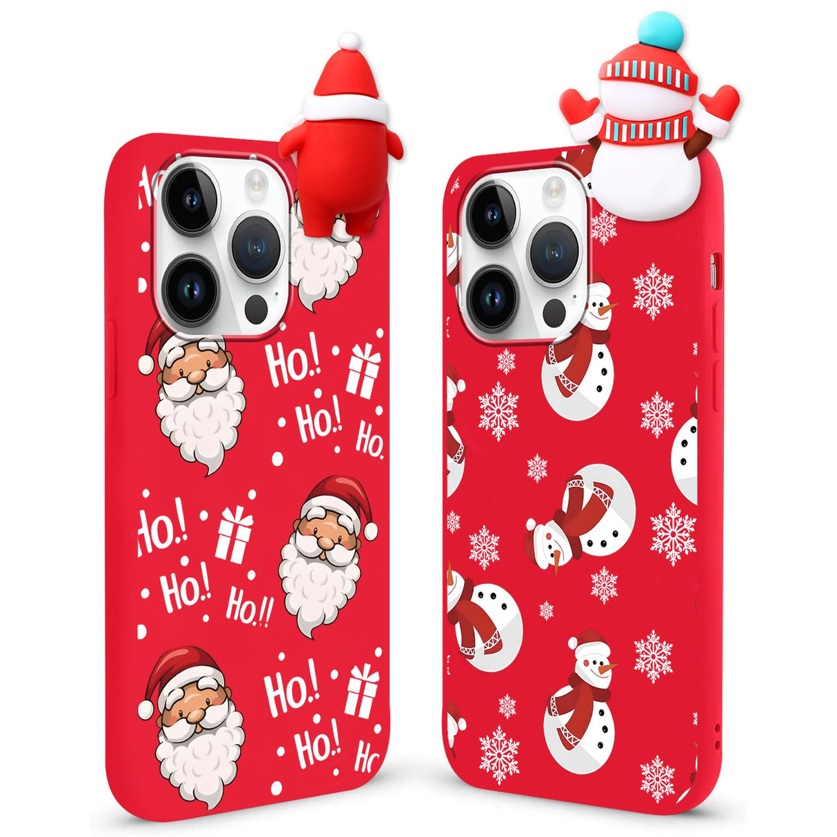 جراب Foonary 2 x Christmas لهاتف Apple iPhone 15 Pro مقاس 6.1 بوصة مع نمط رجل ثلج سانتا كلوز ثلاثي الأبعاد لعيد الميلاد، تصميم جمالي لطيف، غطاء حماية من السيليكون لهاتف iPhone 15 Pro 1