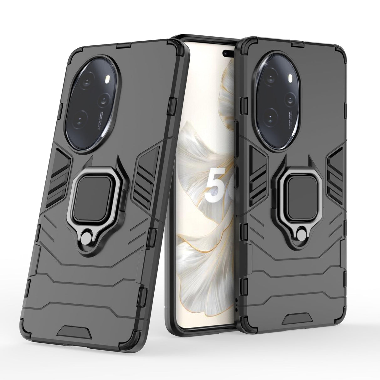 2NSPDRGNI Case for Honor 100 Pro,Hybrid Heavy Duty Protection Shockproof Defender Kickstand Armor Case Cover,Black