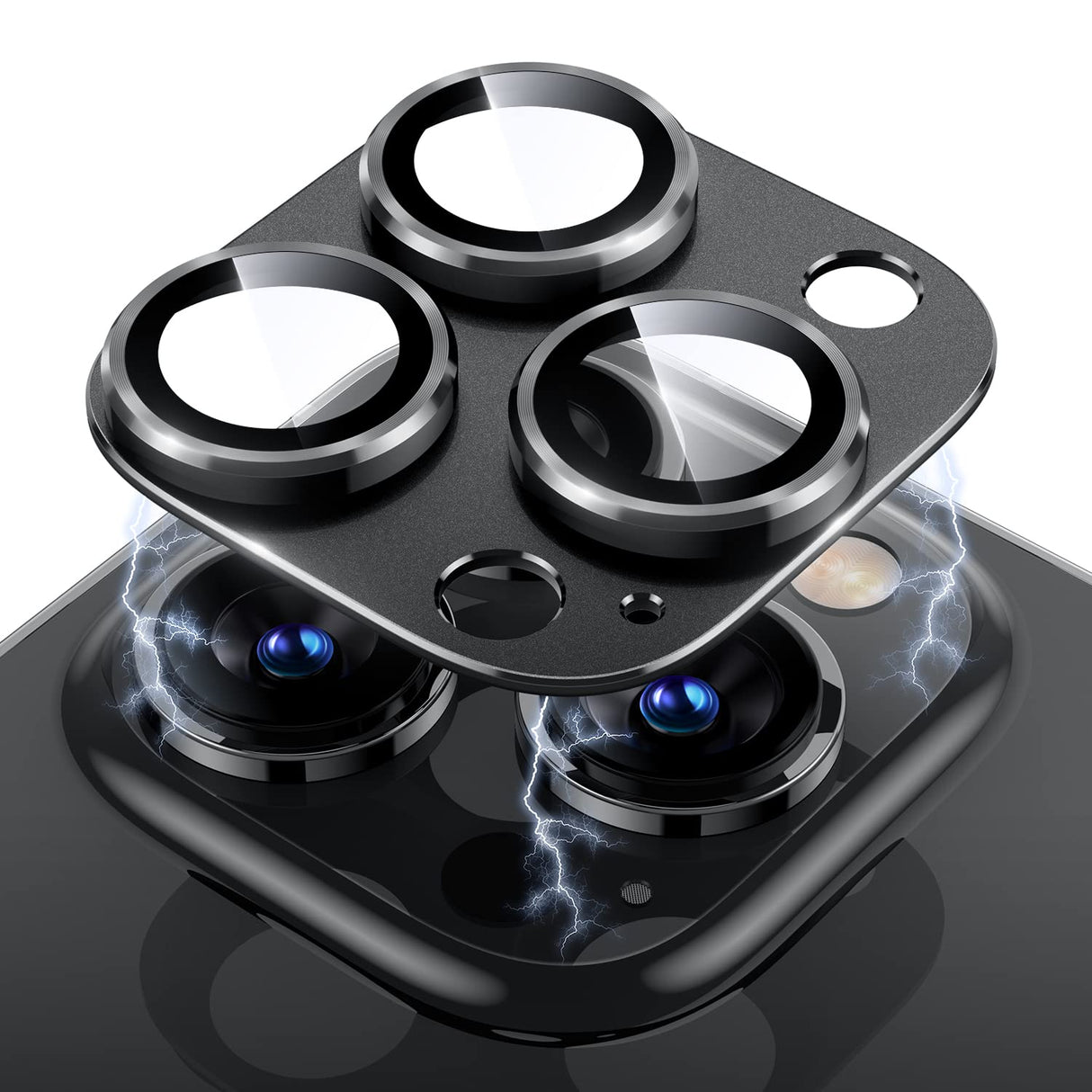 واقي عدسة كاميرا Uyiton لهاتف iPhone 14 Pro/iPhone 14 Pro Max، [حماية من السقوط] غطاء كاميرا من الزجاج المقوى 9H مع حلقة معدنية، مقاوم للخدش، سهل التركيب - أسود