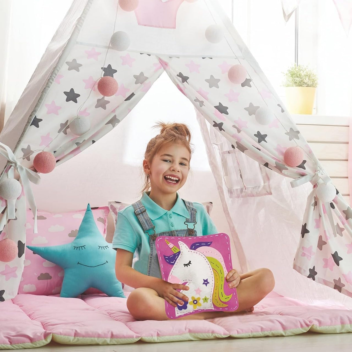 Unicorn Pillow Sewing Kit Art & Craft DIY Activity Kit for Kids-MBK-371Y