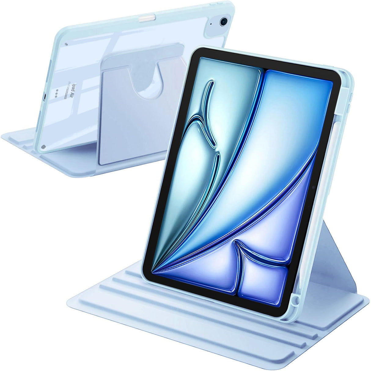حافظة دوارة من A-BEAUTY متوافقة مع iPad Air 11 بوصة M3/M2 (2025/2024)، وAir 5th/4th Gen 2022/2020، وPro 11 بوصة (2022/2021/2020/2018)، مع حامل قلم رصاص، أزرق سماوي