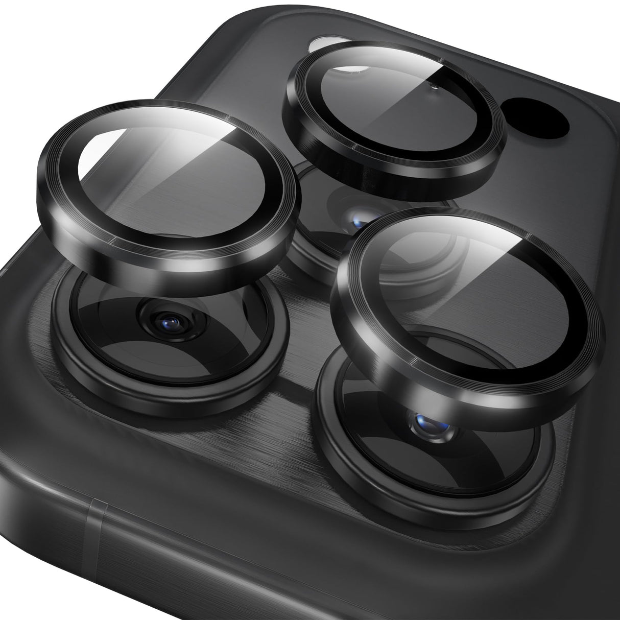 واقي عدسة الكاميرا YWXTW لهاتف iPhone 17 Pro/iPhone 17 Pro Max، [صينية تركيب بخطوة واحدة] واقي شاشة من الزجاج المقوى، غطاء كاميرا فردي معدني، ملحقات حافظة مناسبة (أسود)