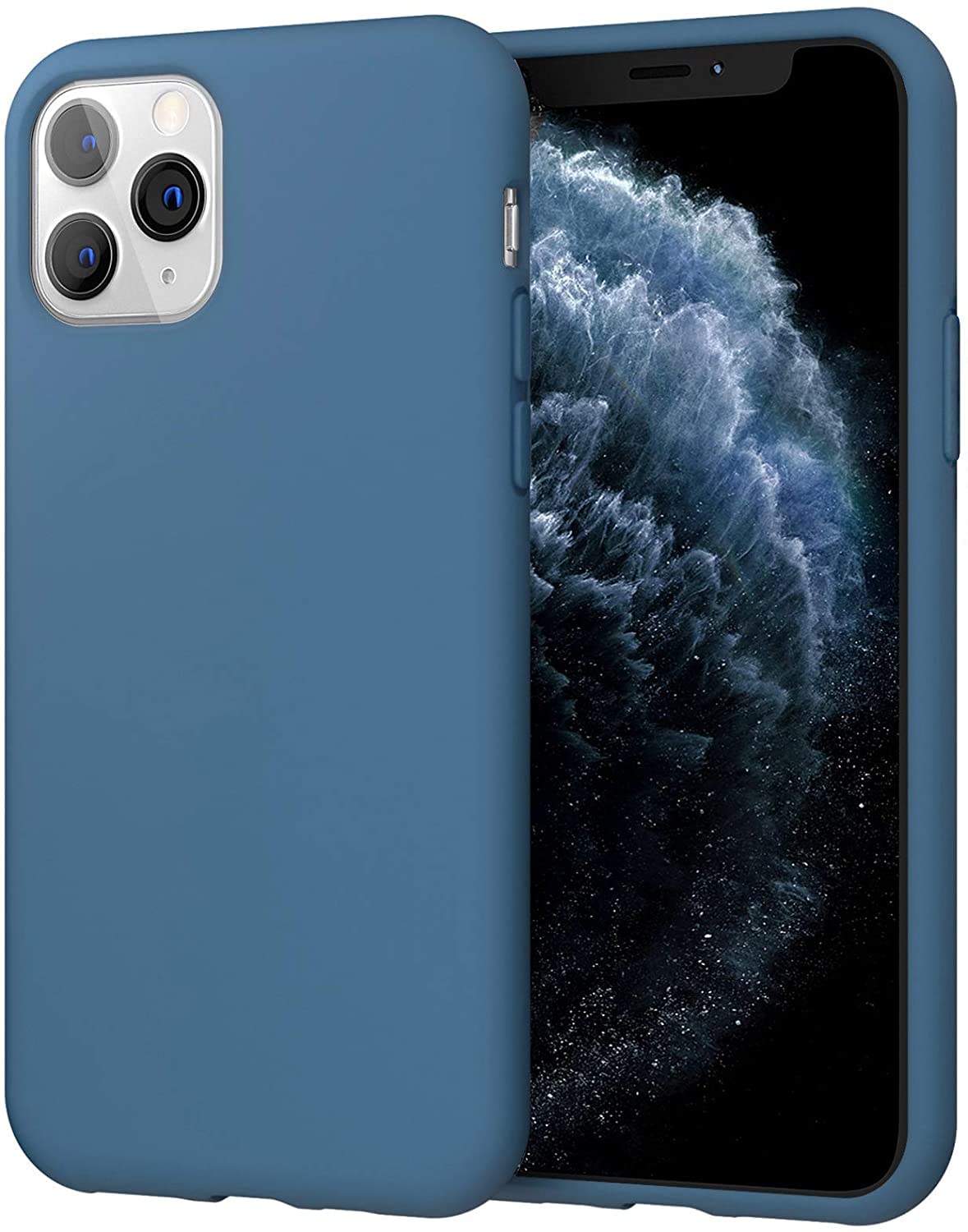 جراب YU WELL المصنوع من السيليكون TPU المقاوم للخدش والسقوط والصدمات لهاتف iPhone 11 Pro (أزرق داكن)