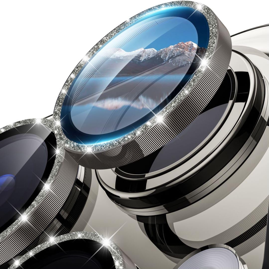 واقي عدسة كاميرا AWH لهاتف iPhone 15 Pro/15 Pro Max - [عبوة من 6 قطع + قطعتين] واقي شاشة زجاجي فائق الدقة صديق للحافظة، حماية من السقوط بدرجة عسكرية (6 قطع + قطعتين، لامع طبيعي)