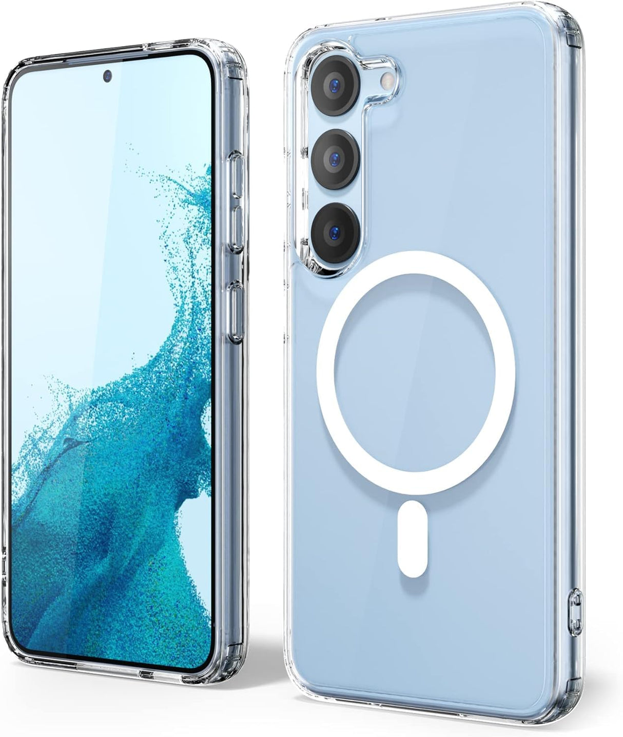 جراب هاتف AWH S23 من السيليكون السائل - غطاء جل ناعم من مادة TPU المطاطية الرقيقة والناعمة بتصميم جمالي، متين غير لامع وواقي ومقاوم للصدمات (شفاف)