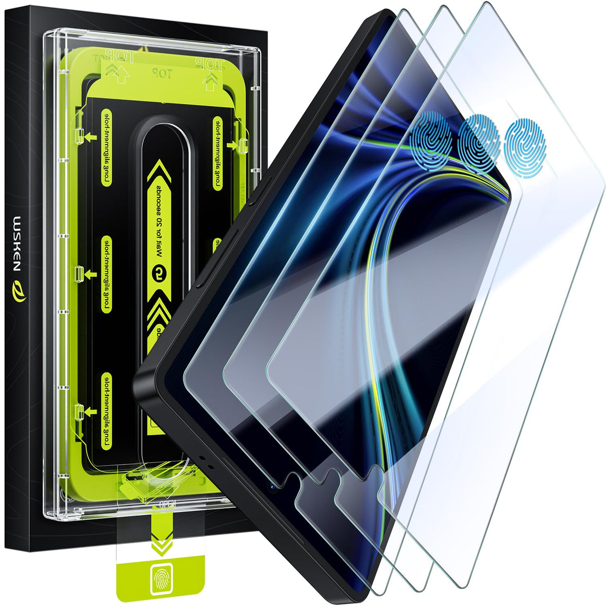 واقي عدسة الكاميرا من WSKEN [3+1] لهاتف iPhone 13 Pro Max (6.7 بوصة)/ iPhone 13 Pro (6.1 بوصة)، واقي شاشة كاميرا من الزجاج المقوى عالي الدقة اللامع، غطاء مقاوم للصدمات، لامع