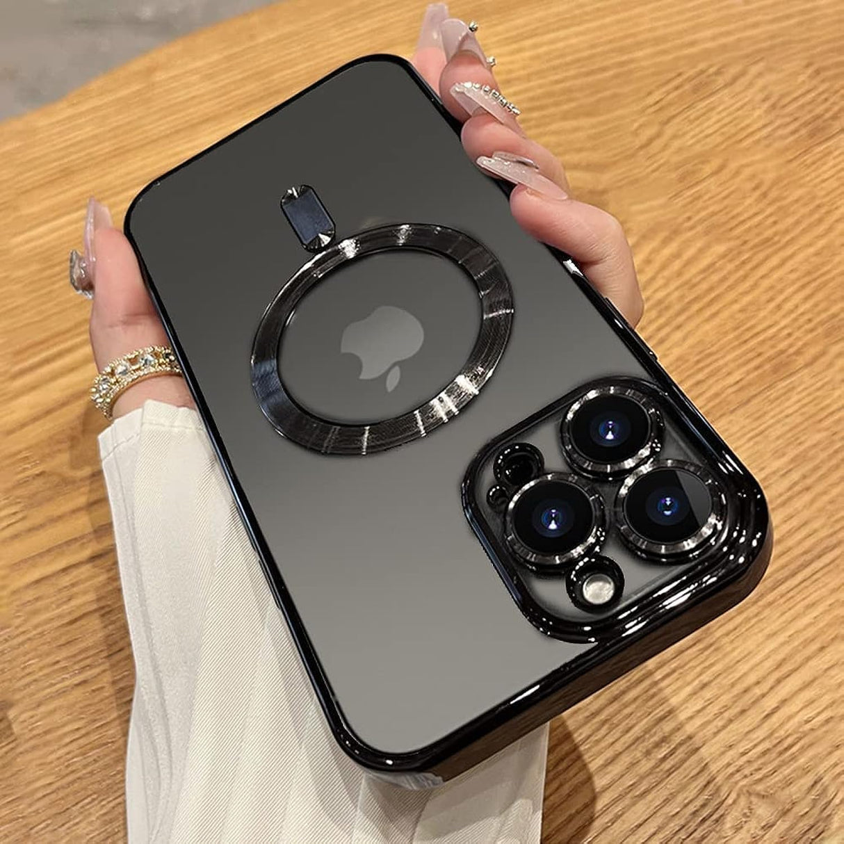 AWH Case Compatible for iPhone 14 Pro Max with Camera Lens Protector (Compatible with MagSafe) Anti-Scratch Shockproof Protective Electroplated iPhone 14 Pro Max Case for Women Men - Black