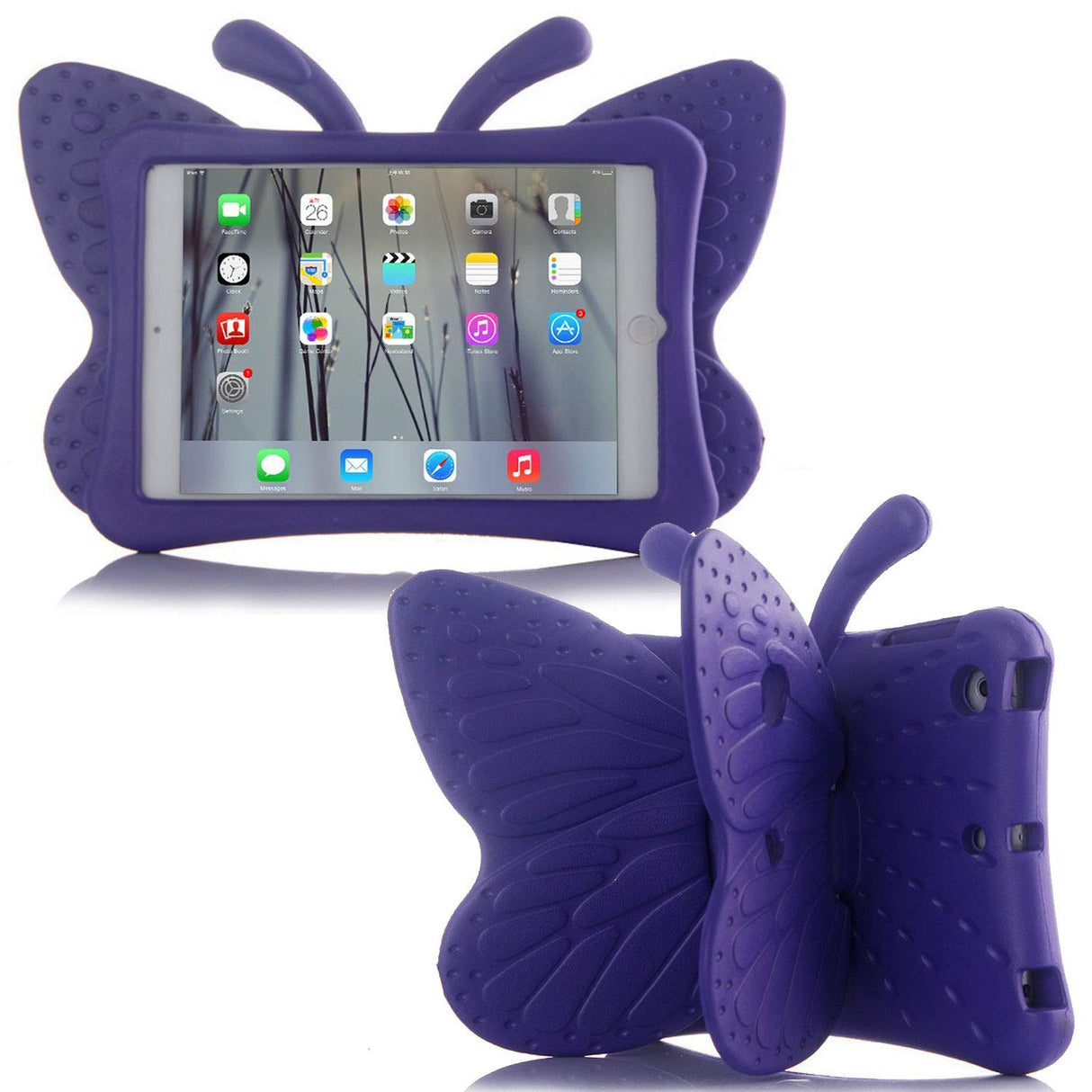 AWH Simicoo iPad 7 8 10.2 3D Cute Butterfly Case for Kids Light Weight EVA Stand Shockproof Rugged Heavy Duty Kids Friendly iPad Cover for Kids iPad 10.2 iPad 7th 8th (Purple)