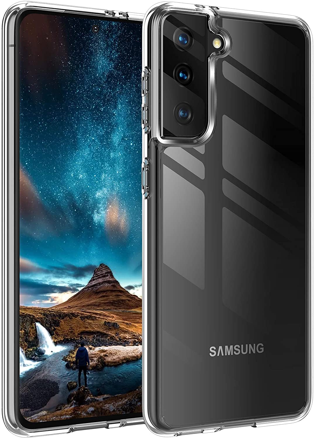 AWH Phone Case Compatible with Platina Samsung Galaxy S21 Plus, Transparent, Ultra-Thin, Lightweight, TPU Rubber Gel, Lens Protection, Fully Protective Case, Shockproof, Clear.